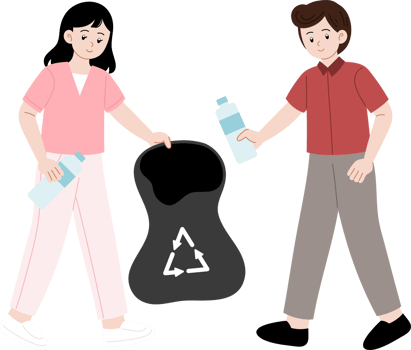 people clean up plastic bottles png