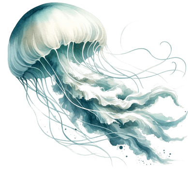 AI generated Jellyfish Watercolor illustration Clipart PNG. You will be able to create your own poster, t-shirts, cards, stickers, mugs, pillows, scrapbooks, artwork, and more Commercial use, png