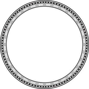 Vector round monochrome seamless classical byzantine ornament. Infinite circle, border, frame Ancient Greece, Eastern Roman Empire. Decoration of the Russian Orthodox Church.