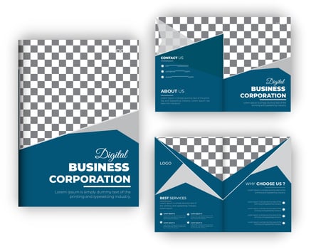 Business bi fold brochure and Digital company profile design template vector