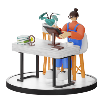 A Teenage Girl Engaged in 3D Digital Drawing at the Computer Desk png