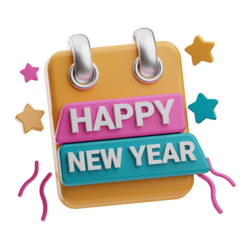 Happy New Year Object Calendar 3D Illustration png