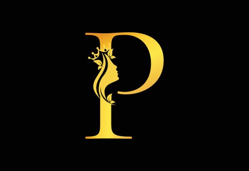 Golden Luxury Beauty Classic Letter P Brand Icon vector