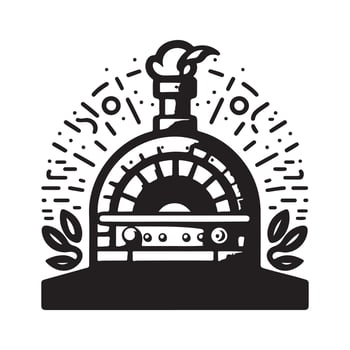 vintage hand drawn illustration logo of traditional stone pizza oven vector