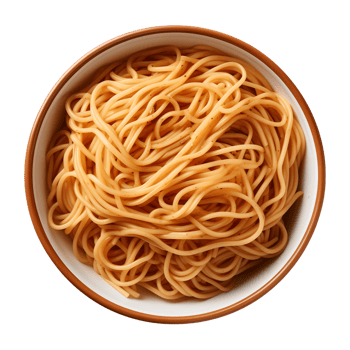 AI generated a bowl of Chinese noodles isolated on a transparent background, top view png