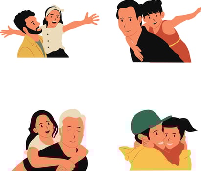 Happy Father's Day Illustration Collection. With Flat Cartoon Design Concept. Vector Icon.