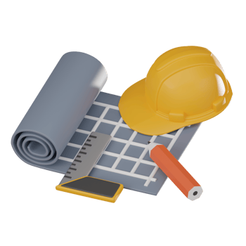 Blueprint Mastery of Construction Tools for Design and Safety. 3D Render png