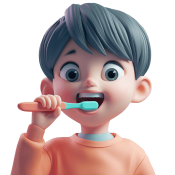 AI generated Cute boy brushing his teeth, 3d design. Suitable for health and education png