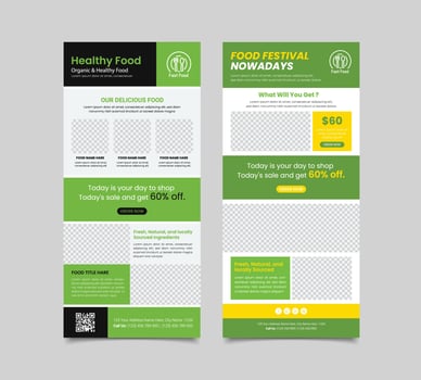 Food and Beverage Email Newsletter Template, Food Promotion Template, Email Marketing Landing page vector