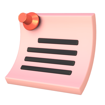 3D render icon of a note paper png