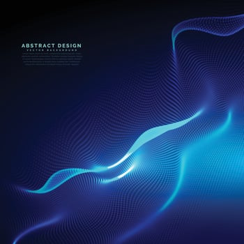 Abstract dot particles wavy flowing 3D curve pattern colorful gradient blue vector