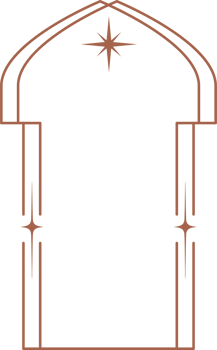 Aesthetic frame shape. Outline minimal graphic element with stars. Abstract boho arch with sparkles. Trendy ramadan islamic template for poster and story. png