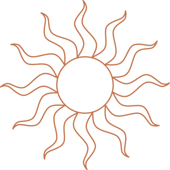 Boho sun logo. Outline bohemian moon with rays. Minimal magic abstract outline illustration. Yoga and astrology symbol. Tribal illustration png