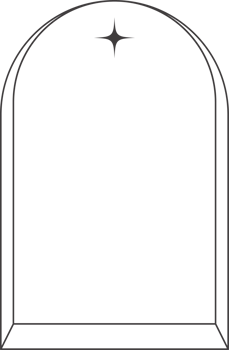 Aesthetic frame and shape with stars. Minimal y2k outline graphic design with sparkles. Abstract arch border. Trendy boho geometric template. png