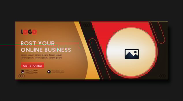 Corporate social media banner or cover template design with dark mockup vector