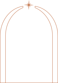 Aesthetic frame shape. Outline minimal graphic element with stars. Abstract boho arch with sparkles. Trendy geometric template for poster and story. png