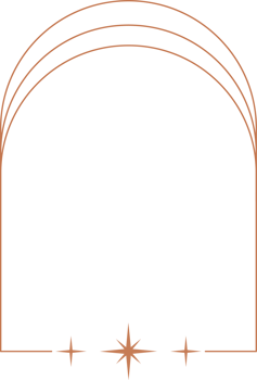 Aesthetic frame shape. Outline minimal graphic element with stars. Abstract boho arch with sparkles. Trendy geometric template for poster and story. png