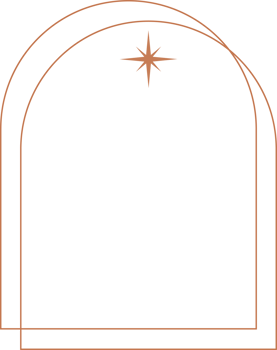 Aesthetic frame shape. Outline minimal graphic element with star. Abstract boho arch with sparkles. Trendy geometric template for poster and story. png
