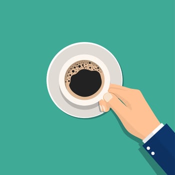 Hand holding hot coffee cup vector