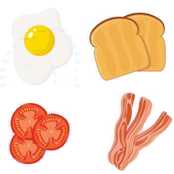 Full english breakfast 4 main ingredients vector