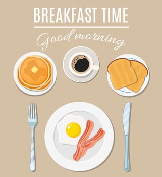 Breakfast foods top view vector