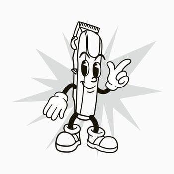 illustration of a cute shaving machine character in retro cartoon style vector