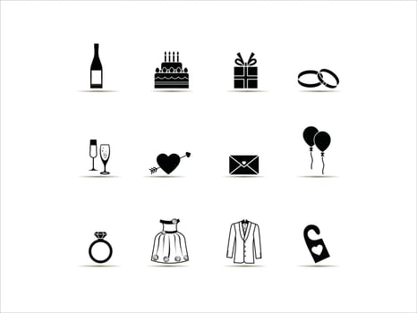 wedding set set with black and white hand drawn vector