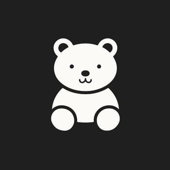 A white bear icon on a black background vector