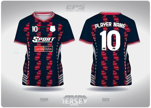 EPS jersey sports shirt vector.dark blue red zip zigzag pattern design, illustration, textile background for V-neck sports t-shirt, football jersey shirt vector