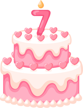 Love Birthday Cake With Candle Number 7 Illustration png