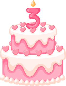 Love Birthday Cake With Candle Number 3 Illustration png