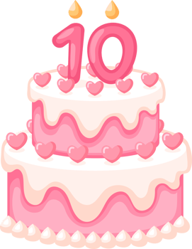 Love Birthday Cake With Candle Number 10 Illustration png