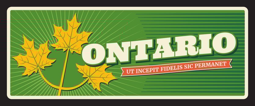 Ontario Canadian province travel plaque vector