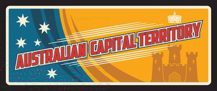 Australian capital territory retro travel plate vector