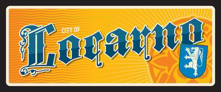 City of Locarno Swiss town, old tour plaque vector