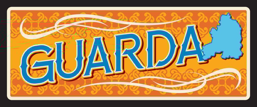 Guarda municipality in Portugal, tin sign vector