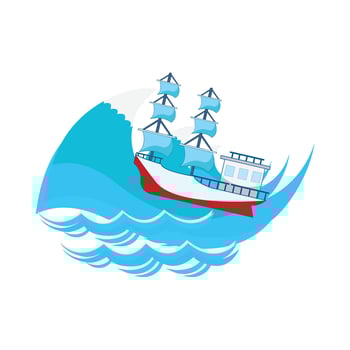 boat in sea illustration vector