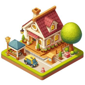 cute small home, 3d game isometric, detailed. Free PNG