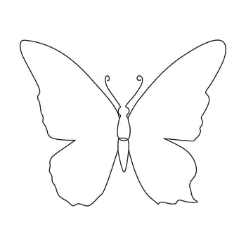 Butterfly continuous One line drawing. Vector illustration of various insect forms in trendy outline style