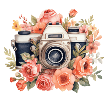 AI generated camera floral cutout vintage camera floral cutout fashion png