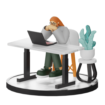 3D Illustration of a Teenage Female Programmer at the Computer Desk png