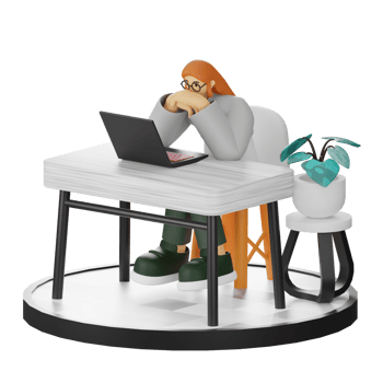 3D Illustration of a Teenage Female Programmer at the Computer Desk png