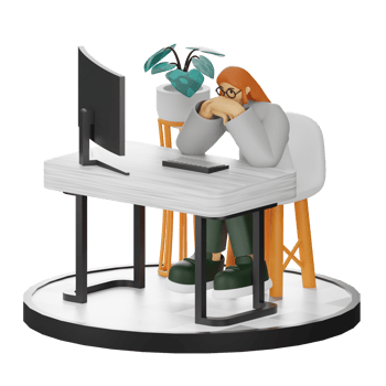 3D Illustration of a Teenage Female Programmer at the Computer Desk png