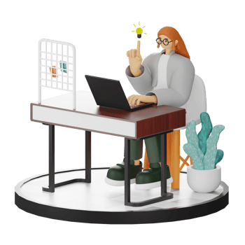 3D Illustration of a Teenage Female Programmer at the Computer Desk png