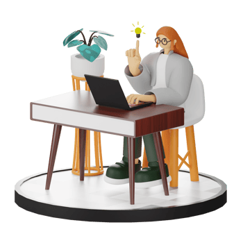 3D Illustration of a Teenage Female Programmer at the Computer Desk png