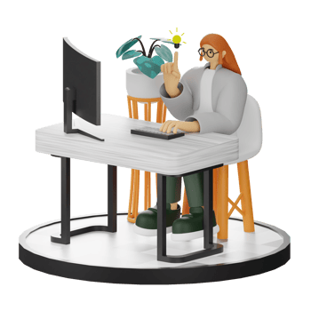 3D Illustration of a Teenage Female Programmer at the Computer Desk png