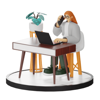 3D Illustration of a Teenage Female Programmer at the Computer Desk png
