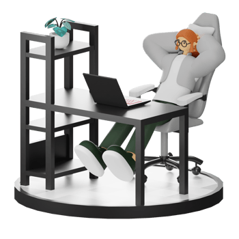 3D Illustration of a Teenage Female Programmer at the Computer Desk png