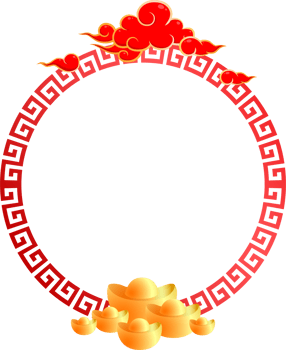 golden red china new year frame border element greeting festival for decoration gradient design png