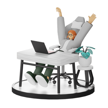 A Teenage Girl's Journey in 3D Illustration at the Computer Desk png